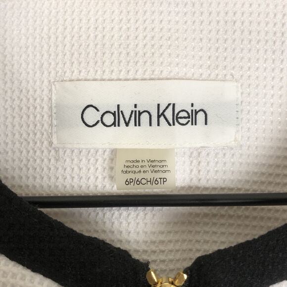 NWT TALBOTS Pique Jacket Sz 6P Petite White Black Piping Pockets Zip Career NEW - Picture 4 of 13